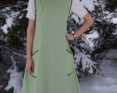 Mocha and Mint Polka Dot Edwardian Apron  FREE SHIPPING