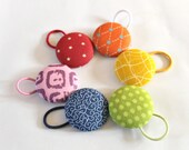 Ponytail holders, Rainbow Lot, 6 Colors, Fabric Covered Buttons, Red Orange Yellow Green Blue Purple, Large