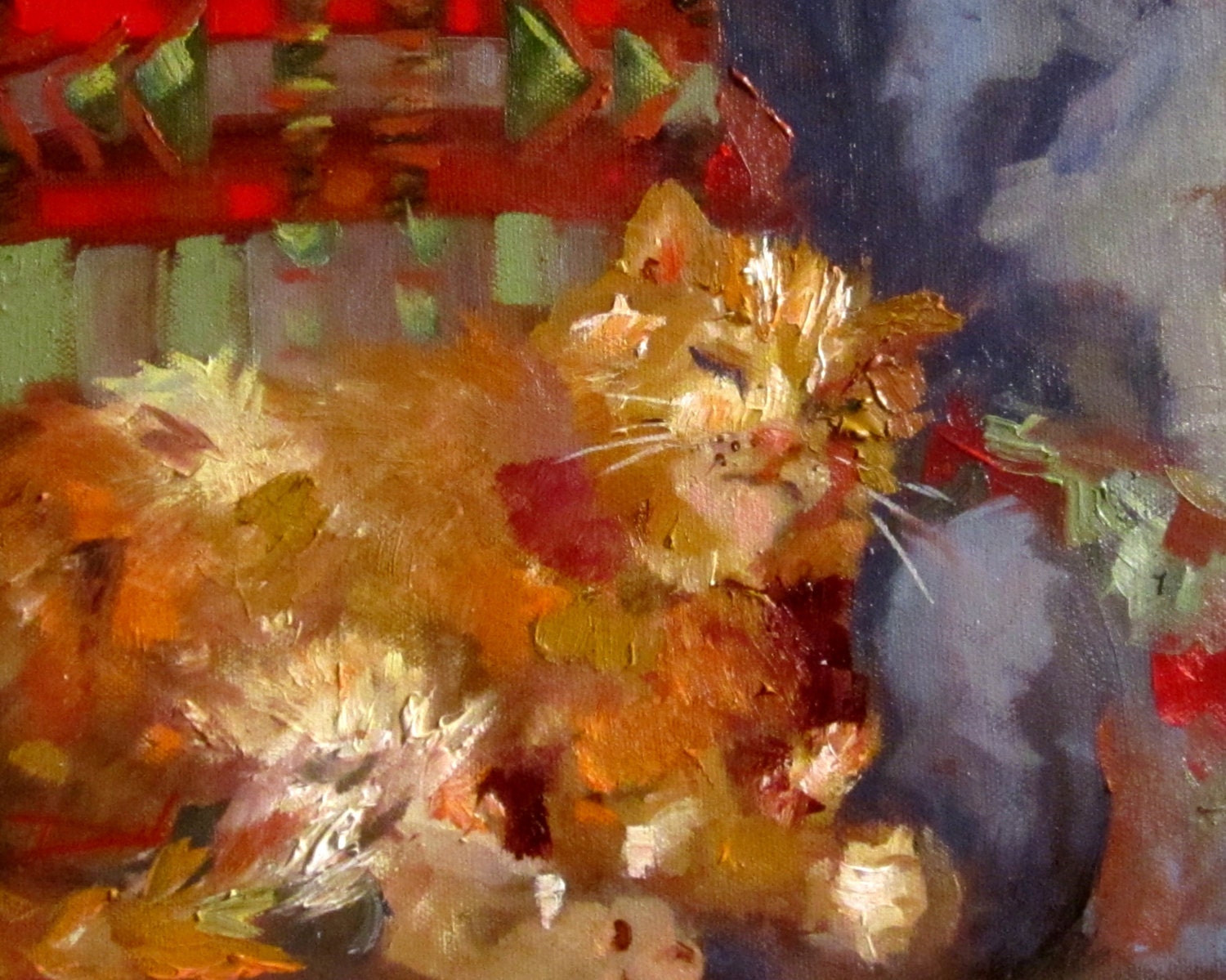 Sleep Kitty original cat oil  painting