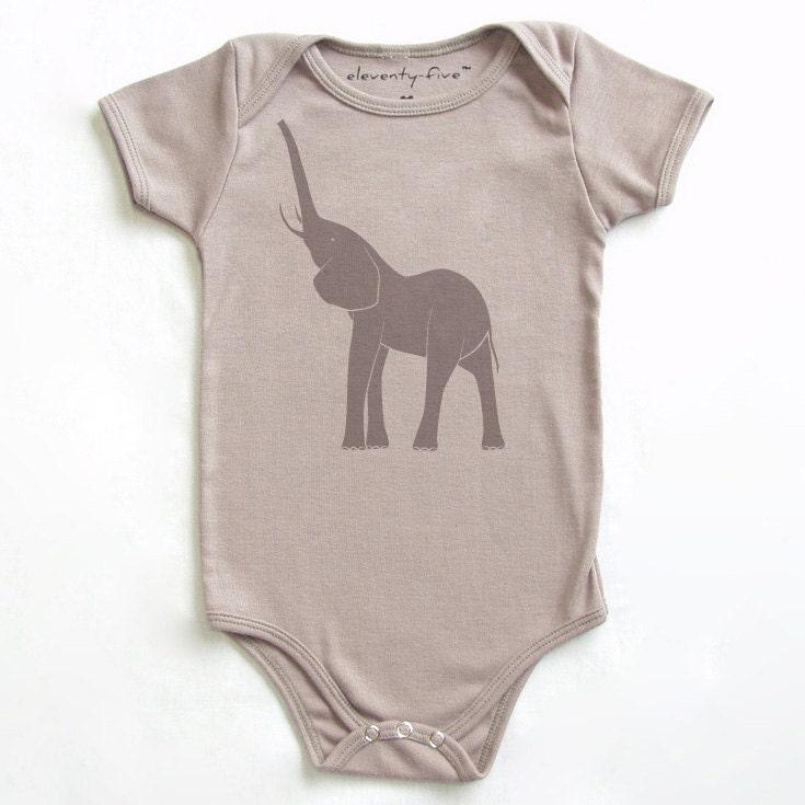 The Elephant Organic Baby Onesie in Cinder