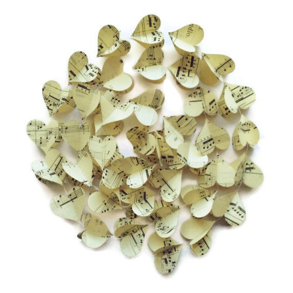 Extra Long- 60 Inches- Vintage Sheet Music Garland- Landfill- friendly- Handmade Mini Decoration- Ready to Ship