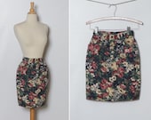 vintage floral denim skirt