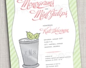 Monogram and Mint Juleps Printable Invitation - Wedding Bridal Shower Tea Luncheon Il_170x135