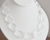 Stella Necklace - clear crystal quartz rock oval faceted large gemstone - simple chunky modern jewelry - adenandclaire