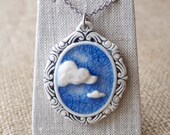 Free Shipping Worldwide Cloud 9 Porcelain Pendant, Blue Sky Cameo Mrs Peterson Pottery