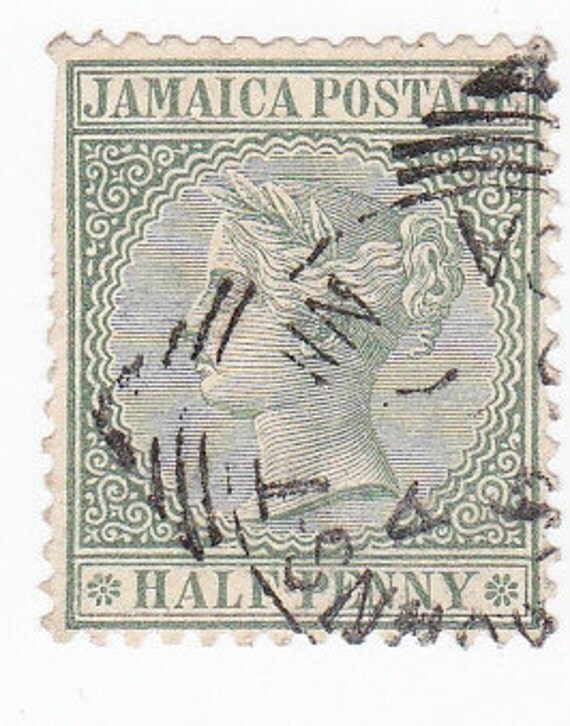 Items similar to 1800s Jamaica Half Penny Postage Stamp Queen Victoria