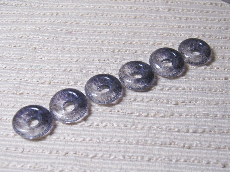 Handmade ROUND Cast Glass Beads / Set of 6 / Translucent Purple Clear  Blend / For Your Handcrafted Jewelry Designs or Crafts