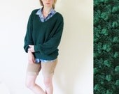 vintage 1980s sweater // kelly green // knobby // size large l // extra large xl