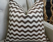 Decorative Designer pillow cover - Studio Bon Ric Rac by Schumacher in Brown - 20"X20" - Pattern on the front