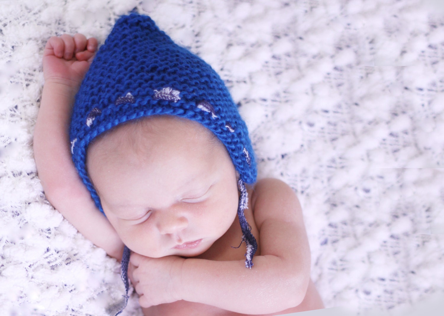 Baby Blue Knit Bonnet