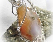 Minnesota Lake Superior Agate Wire Wrapped Silver Stone Pendant