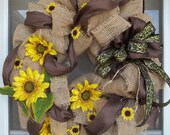 Burlap Wreath,Wreath,Sunflower wreath,Summer wreath,home decoration,birthday gift,Outdoor decor,Sunny days wreath,Spring wreath