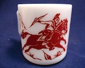 Hazel Atlas milk glass mug cowboy
