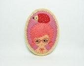 Hedgehog girl felt brooch