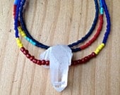 Anchor Your Soul- Bold, Bright Hand Beaded Necklace featuring Quartz