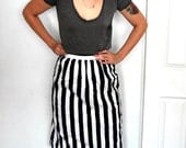Vintage BLACK & WHITE Striped High Waist Skirt