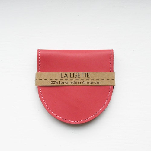 Pink Folded coin purse, leather, coin wallet, coin purse