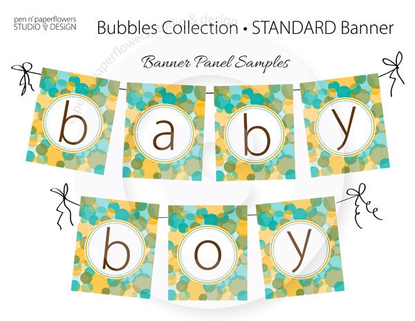 INSTANT DOWNLOAD - Bubbles Collection (Mustard and Teal Edition) - STANDARD Banner