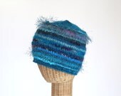 Knit Cloche Hat Womans Teal Wool Cap