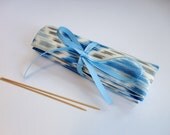 DPN Case Blue Ikat Fabric Double Point  Needle Organizer