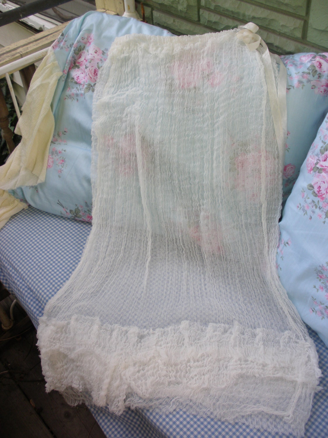 Spa Cotton Gauze Ruffled Cover Up Skirt or Dress with Drawstring Waist