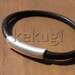 classic men black leather 5mm black cord with sterling silver plated magnetic  clasp