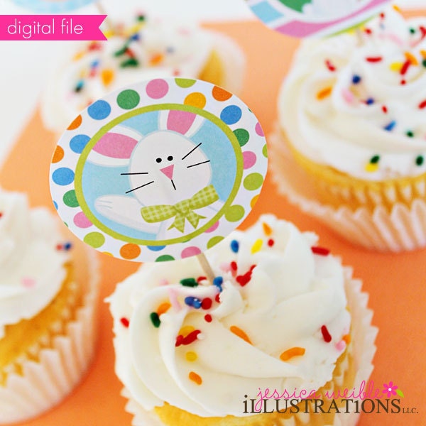 Hippity Hoppity Theme - Printable Party Tags - Cupake Toppers - Printable Party Favors - Easter Bunny Party Printables Il_570xn