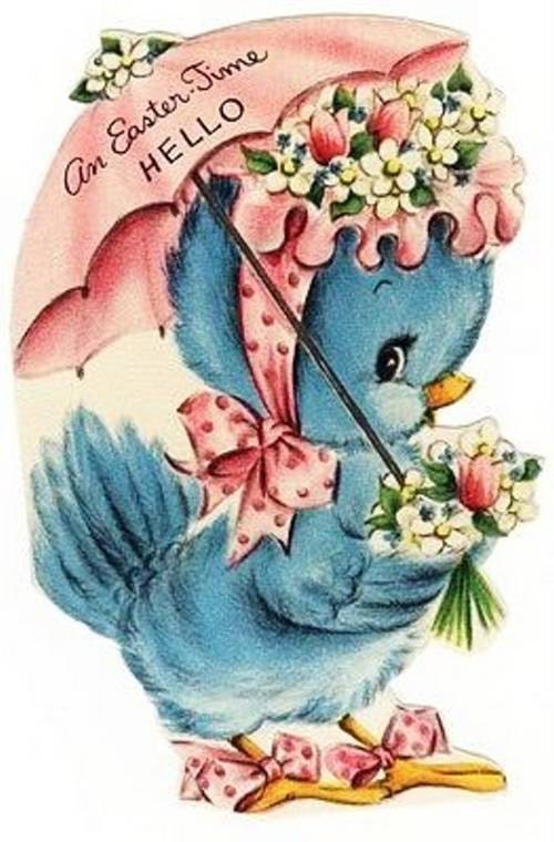 Blue Bird with Umbrella Sheet of 8 Easter Mini/Gift/Thank You Tags