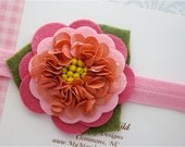 Felt Flower Headband in Rose Petal Pink - Newborn Headbands, Baby Headbands, Baby Girl Headbands, Toddler Headband, Girls Headband