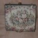 Antique Vintage Tapestry Box Purse, Formal Evening Bag with attached coin purse