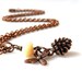 Copper Pinecone Necklace Honey Bee Coral Drops Woodland Pinecone Jewelry Coral Jewelry
