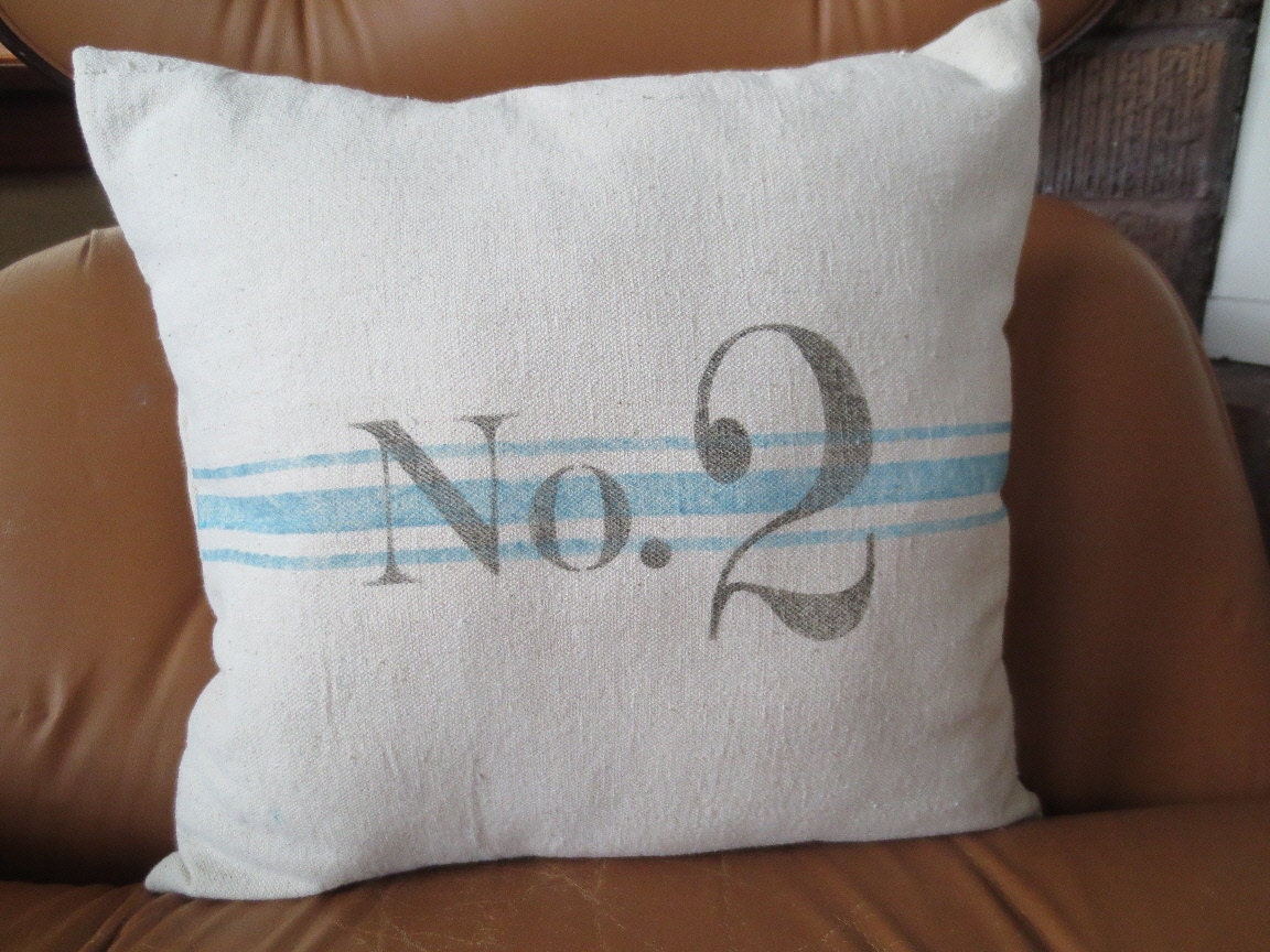 Blue French Stripe With Number 2 Pillow