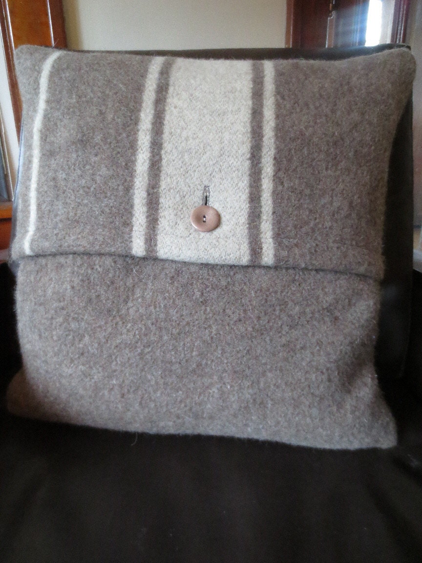 Gray Brown Wool Blanket Pillow