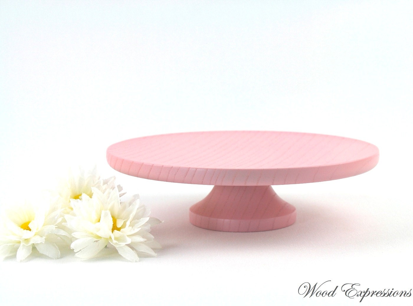 Pink Wooden Cake Stand / 7 Inch Pedestal Stand