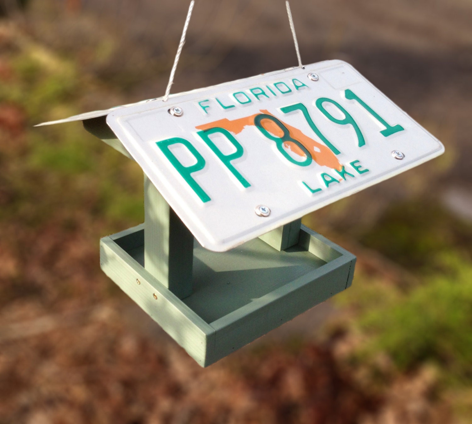 Hanging Bird Table, with your choice of License plate roof.
