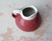 big-belly ceramic pitcher // 1970s coffee pitcher // rose and cream