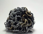 Black and Gold / Hufflepuff House Colors Chainmaille Hackysack / Metal Footbag