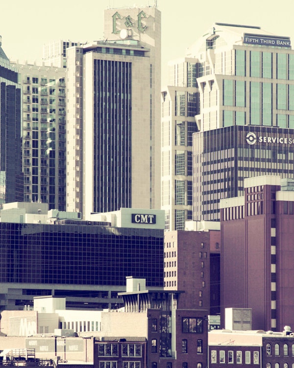 Nashville art print Nashville city photography urban cityscape beige mint Nashville wall art 8x10 Na