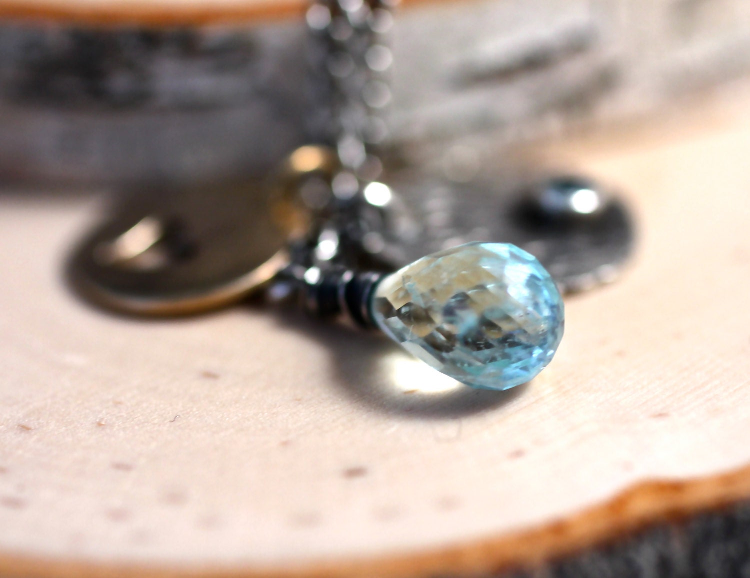 Aquamarine Necklace Charms Silver Gold Heart Graduation Gift Amy Fine Design