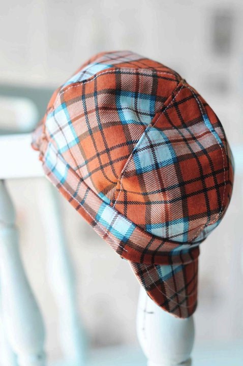 Orange and Blue Plaid Newsboy hat