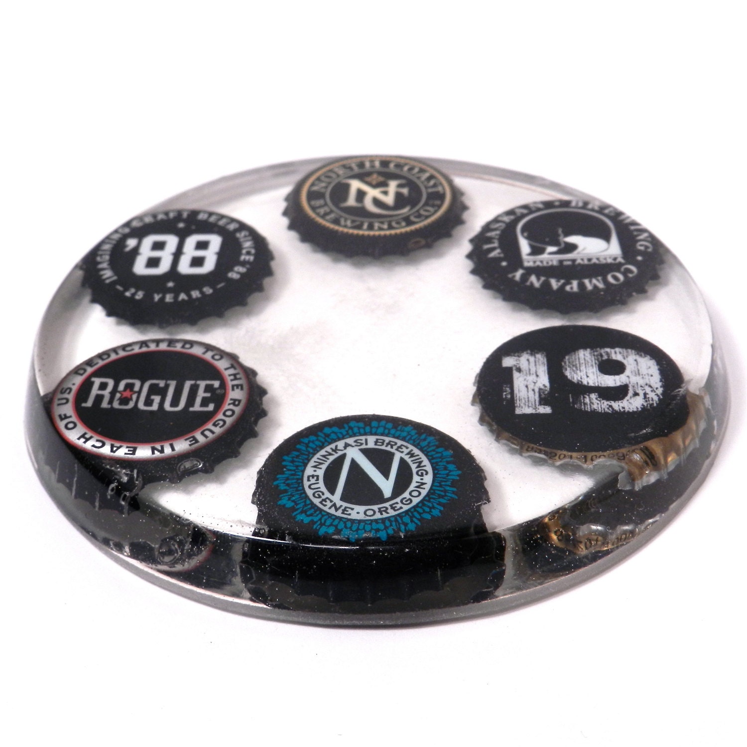 Miscellaneous Beer Bottle Cap Resin Coaster - All Black Caps