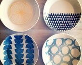 porcelain medium dish screenprinted design.   MADE TO ORDER