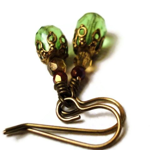 Peridot Earrings Green Drop Earrings Peridot Drop Earrings Girls Earrings Petite Earrings