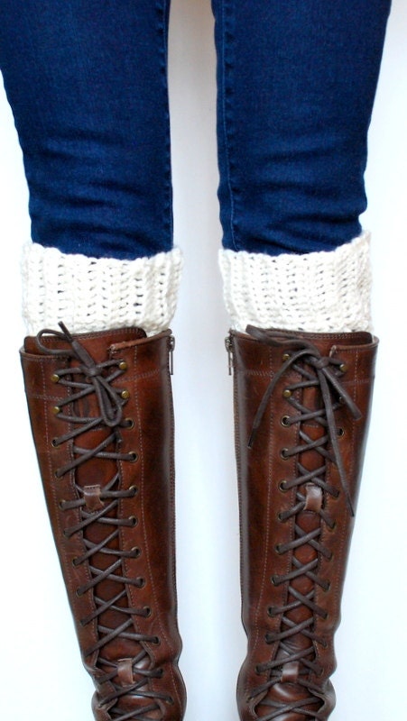 Crochet Boot Cuffs - Super Soft Alpaca Cuffs - Ivory - NEW