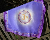 OM altar cloth wall hanging table cloth, silk picture purple and gold