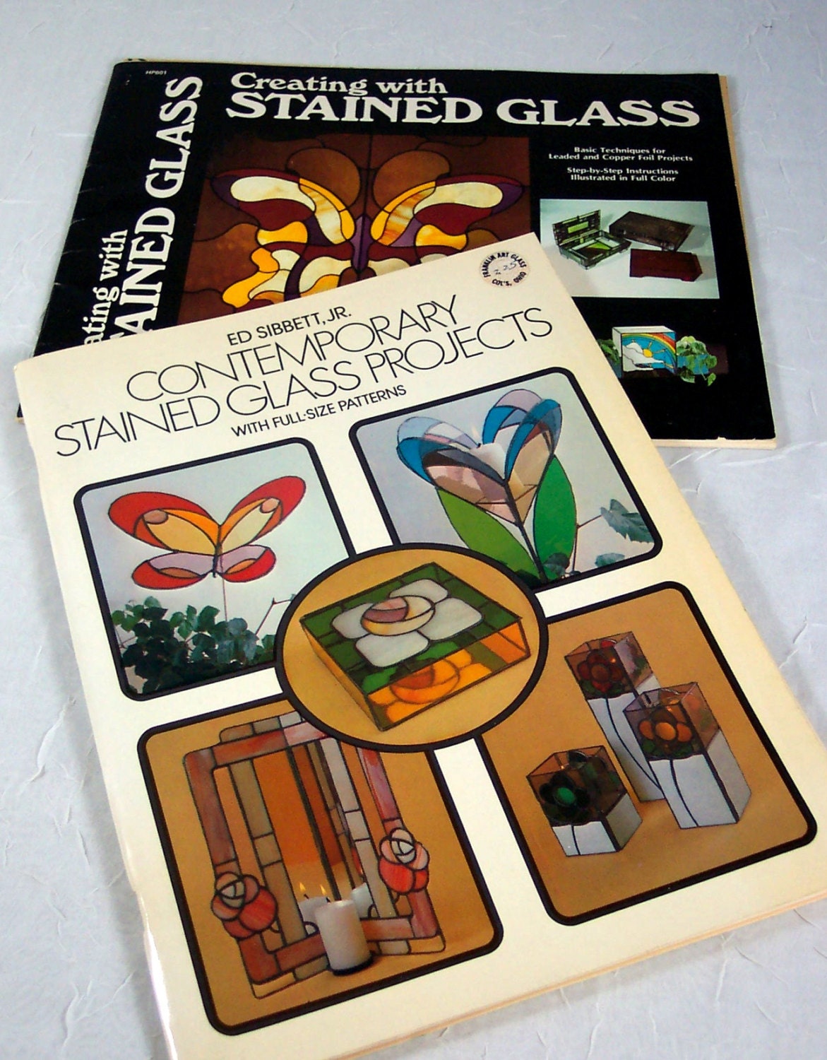 Books "Contemporary Stained Glass Projects" and "Creating with Stained Glass" Vintage How-to Books on Stained Glass