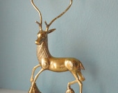 Hollywood Regency Brass Stag