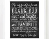 THANK YOU - Favor Table Sign - Customized with your names - Wedding - Favor Table Decor
