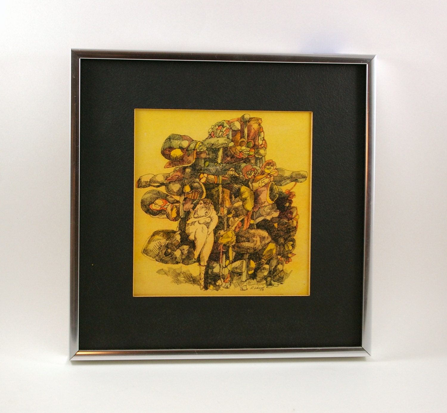 Pop Art Framed Lithograph of Dancing Lady by Pacific Northwest Artist Roland Hurd