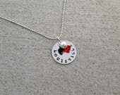University of Louisville Hand Stamped Metal Team Necklace